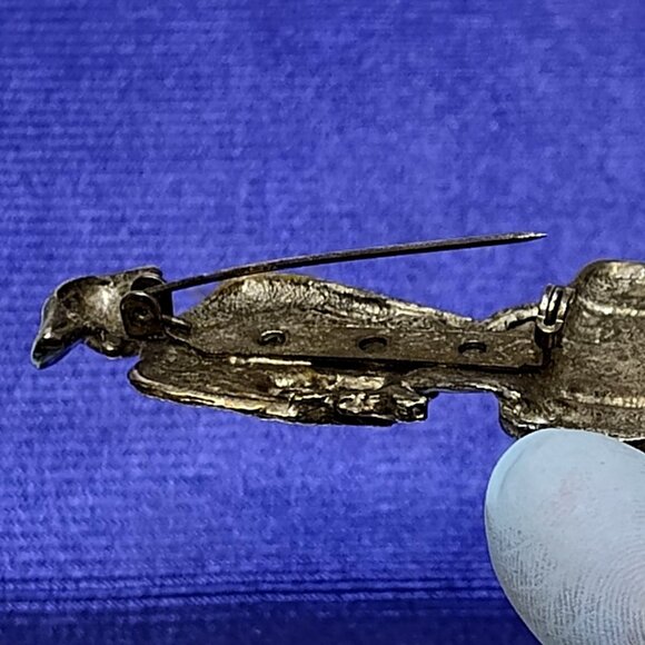 Lady Traveler Brooch Pin ONE OF A KIND Mid-Century Gold-Tone & Enamel RARE VTG - Picture 3 of 8